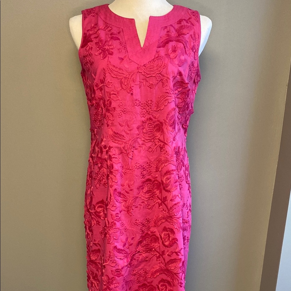 Talbots Pink Sheath Midi Dress – Scoop Neck, Sleeveless – Size 6
